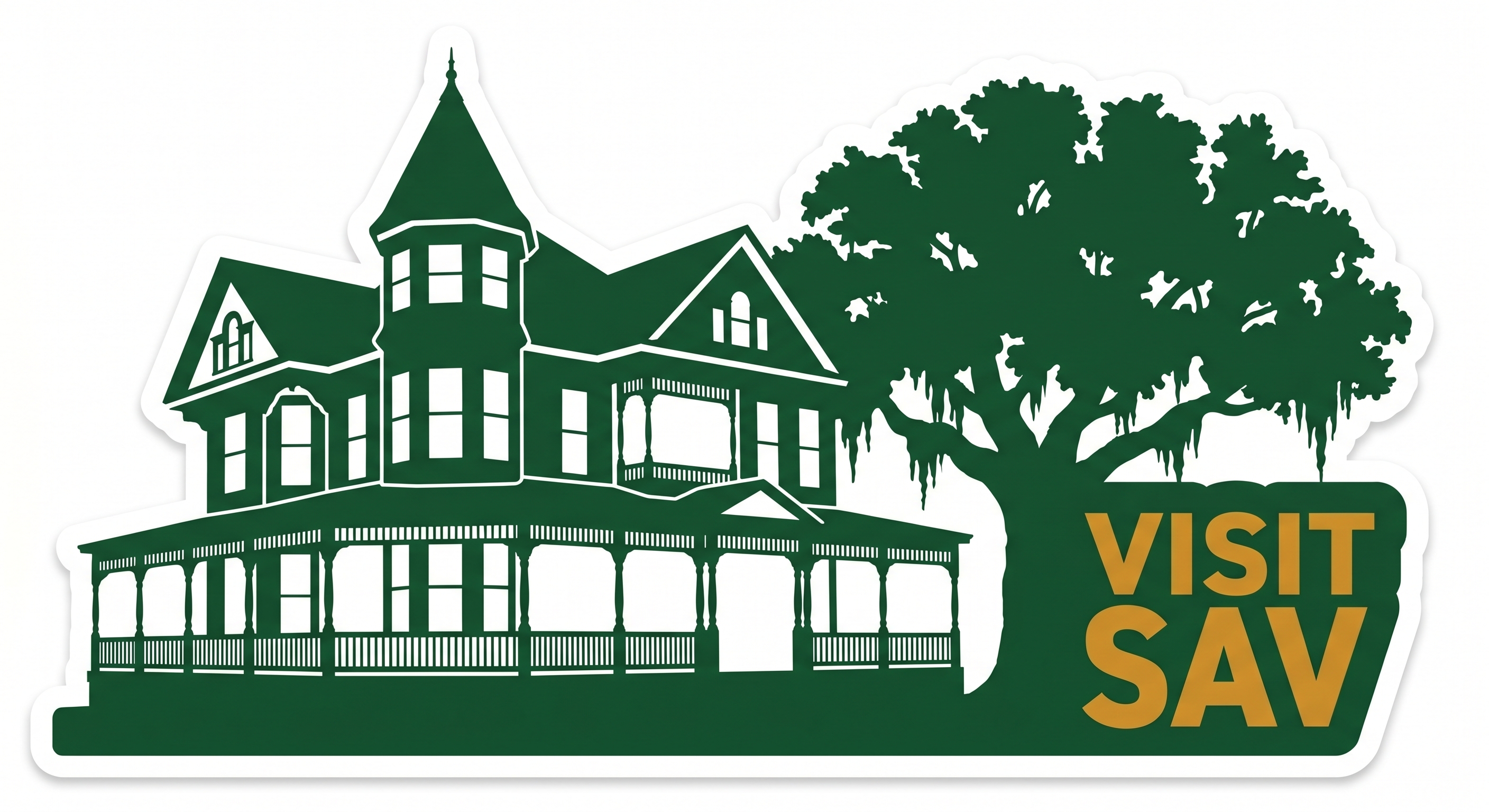 Visit Savannah sticker — historic house