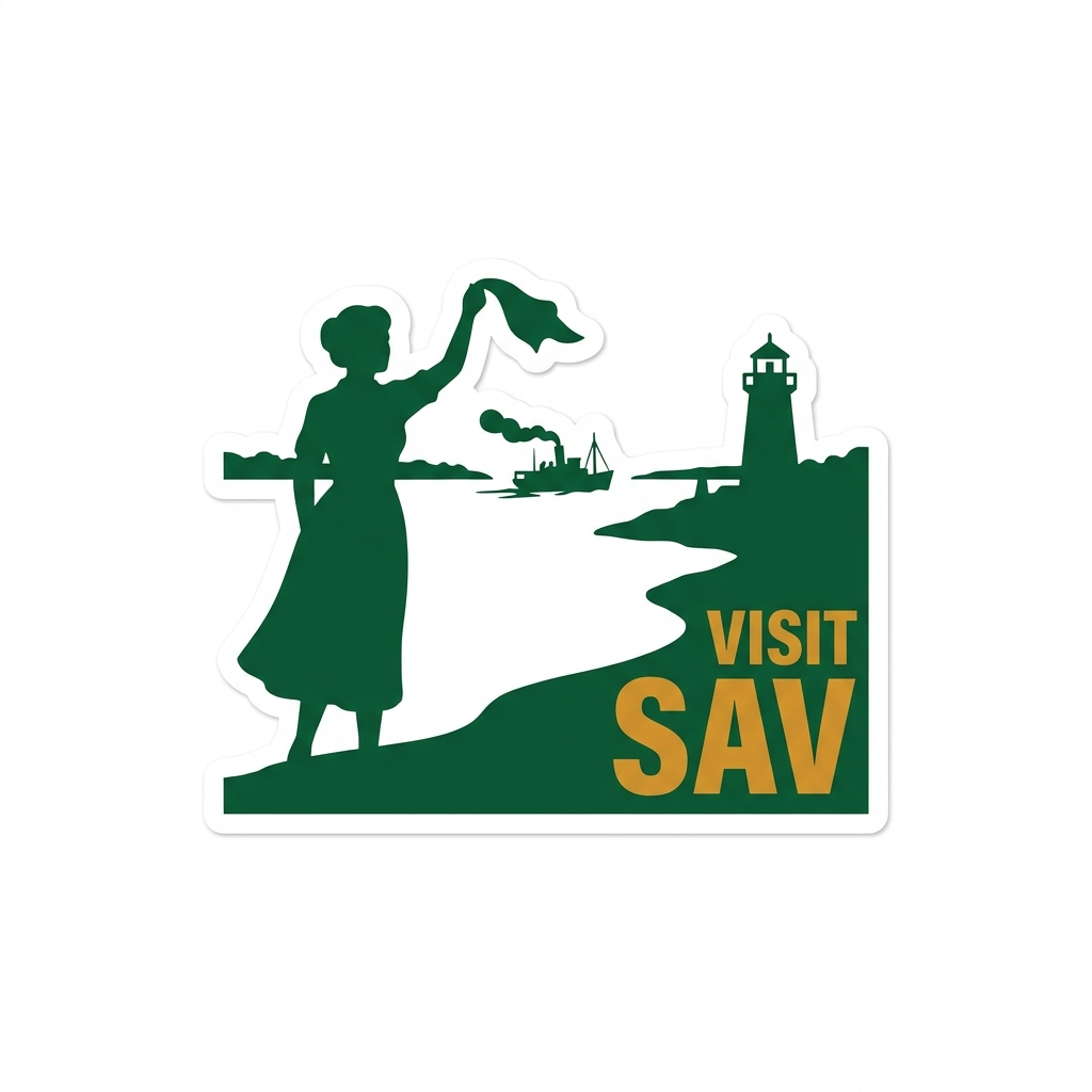 Visit Savannah sticker — waving welcome